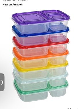 Stackable Rainbow Plastic Meal Prep microwave safe Containers - 7 Pack